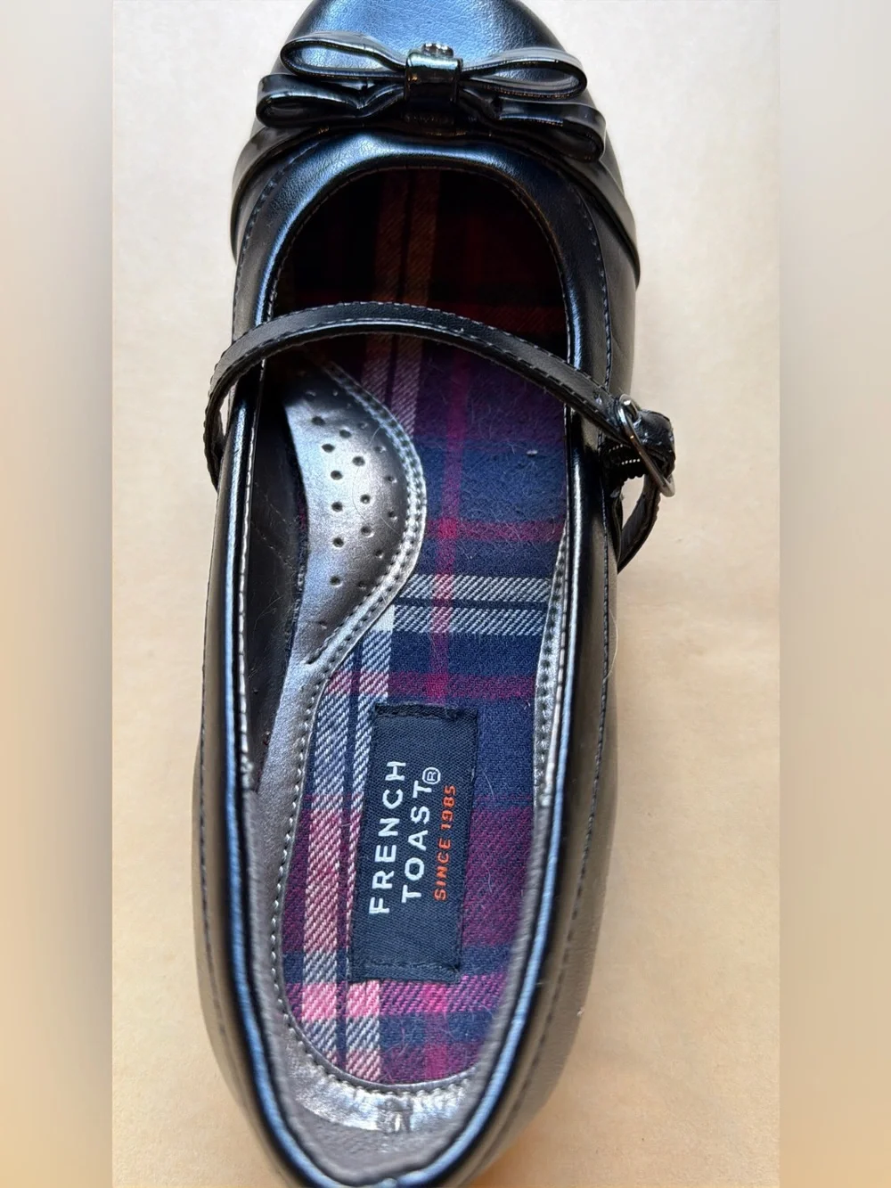 French Toast Girls Black Mary Jane Dress Shoes Bow Buckle Size 3